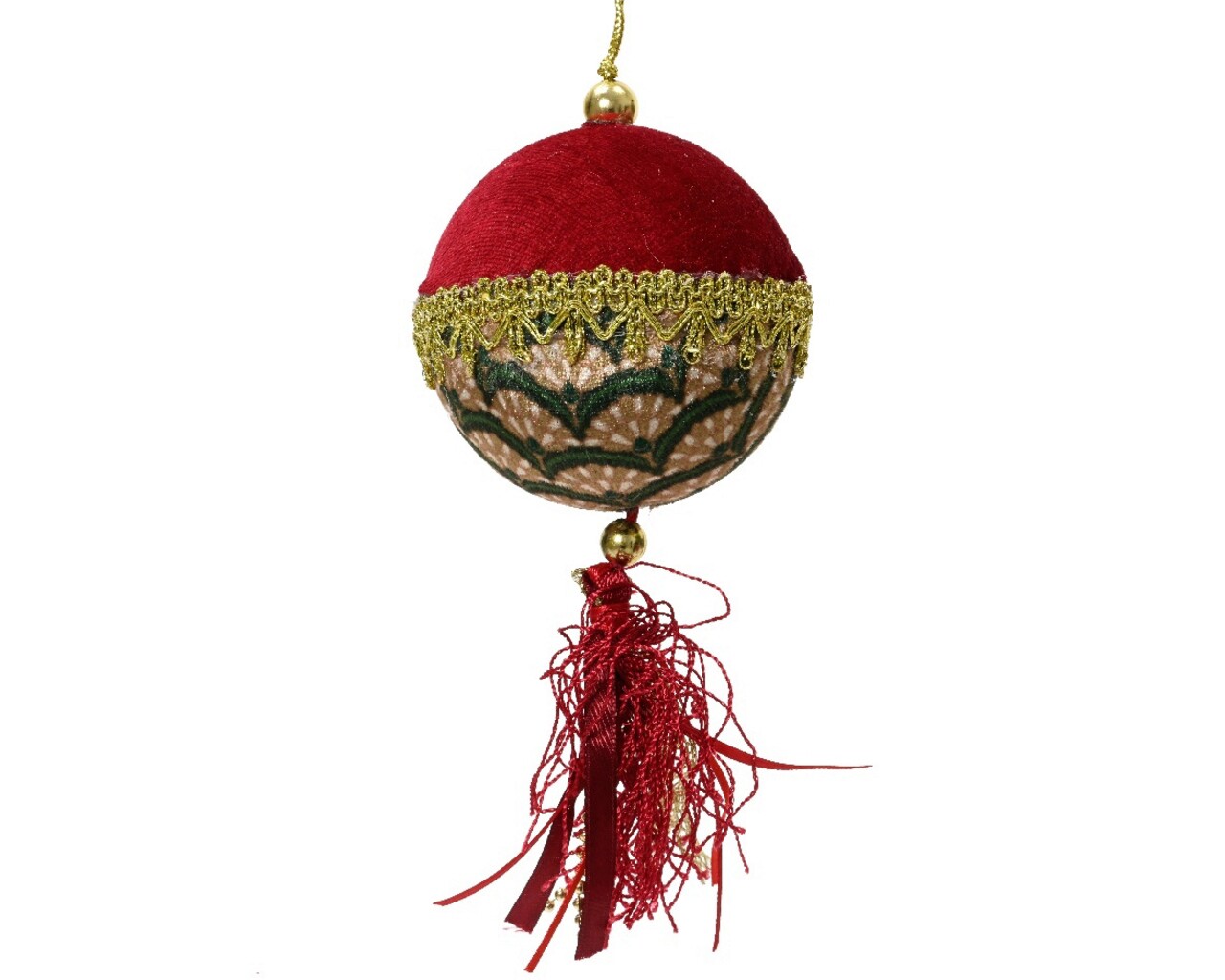 Glob Red top, Decoris, Ø8 cm, poliester, rosu/verde - imagine 4